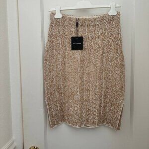NWT ST JOHN COLLECTION Tweed Beige Medium Length Skirt, size S